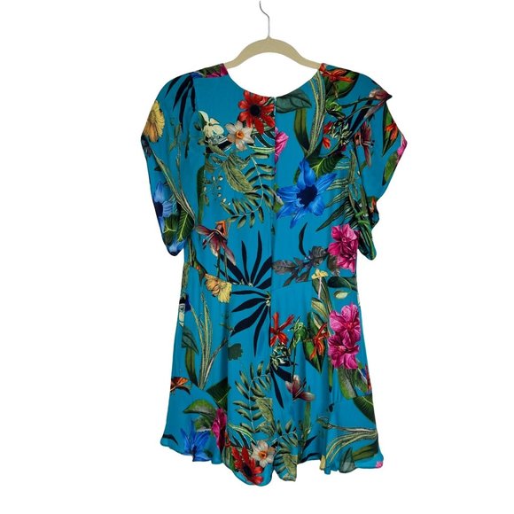 Parker Bradley Silk Romper Size 2 Faux-Wrap Floral Blue - Picture 5 of 11